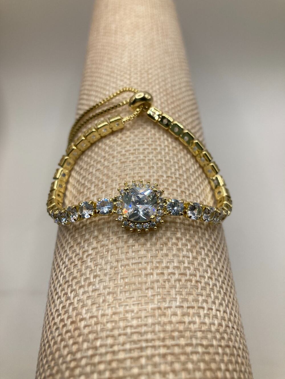Radiant Center Stone Slider Tennis Bracelet Made with Swarovski Elements Sz9